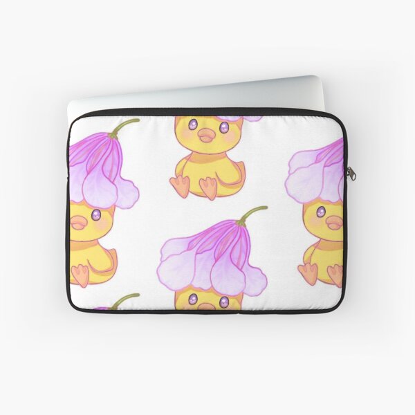 Item preview, Cute Kawaii Yellow Duck with Pink Lily Flower Hat designed and sold by ArtByPrachii.