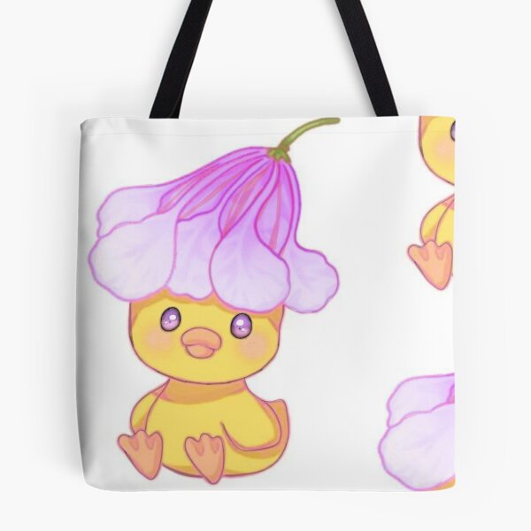 Item preview, Cute Kawaii Yellow Duck with Pink Lily Flower Hat designed and sold by ArtByPrachii.