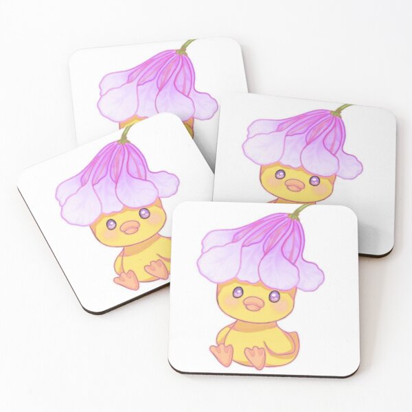 Item preview, Cute Kawaii Yellow Duck with Pink Lily Flower Hat designed and sold by ArtByPrachii.