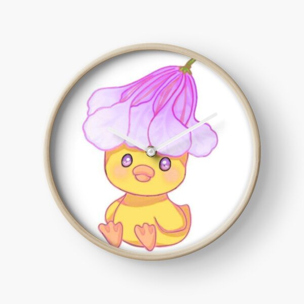 Item preview, Cute Kawaii Yellow Duck with Pink Lily Flower Hat designed and sold by ArtByPrachii.