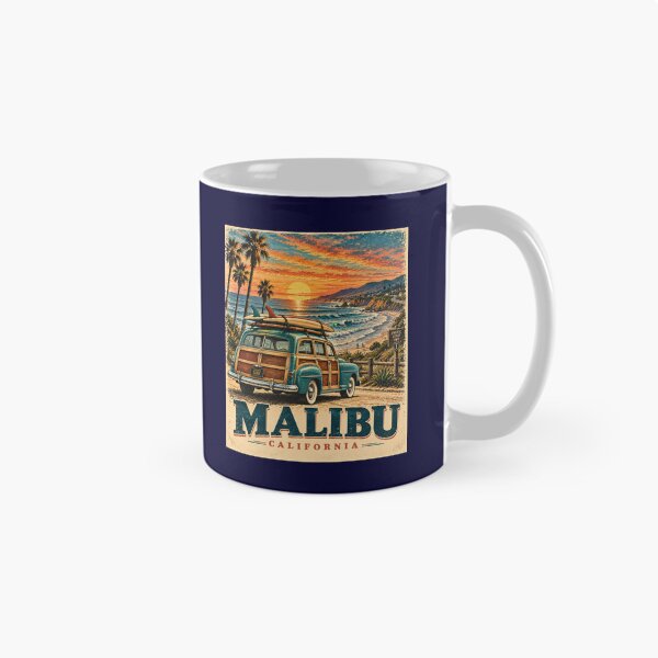 Item preview, Malibu California Vintage Surf Woody designed and sold by Swanny's Custom T-shirt and Gift Designs.