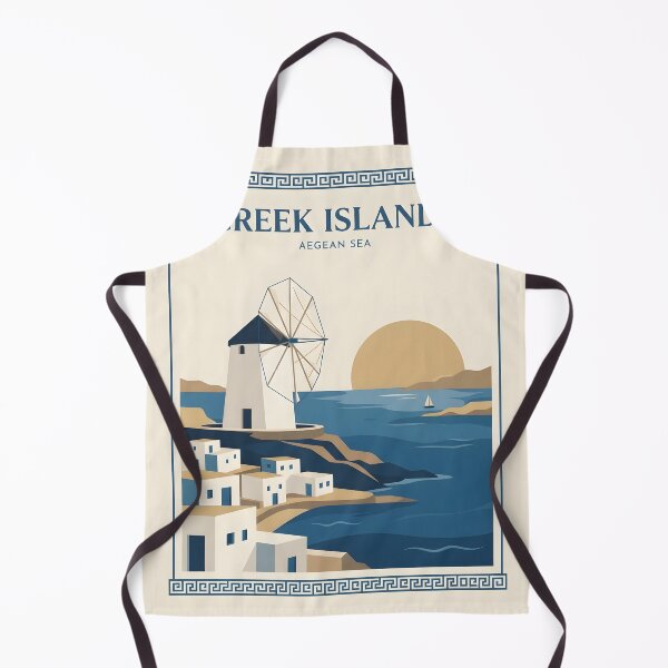 Item preview, Greek Islands Vintage Travel Poster - Minimalist Aegean Windmill Art Print designed and sold by DuckOddity.