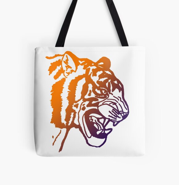 Angry tiger rainbow colored face art Tote Bag