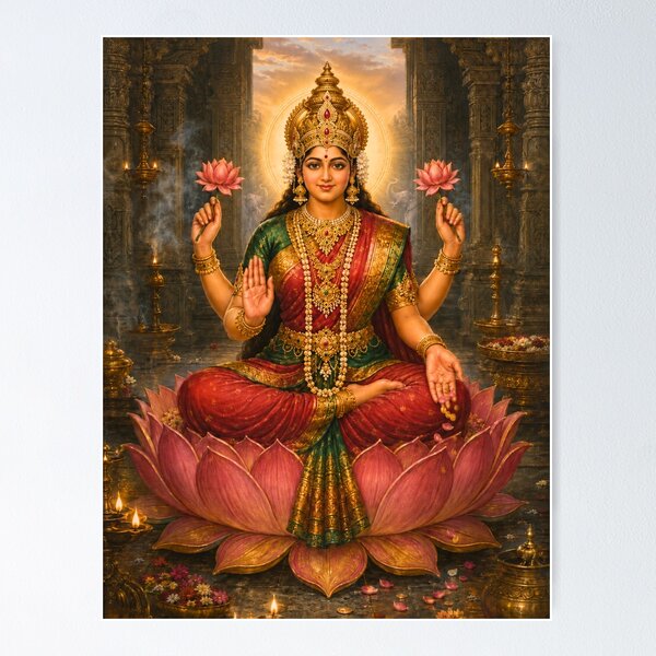 Artikelvorschau, Adi Lakshmi Wandkunst – Urgöttin des Wohlstands und des Friedens entworfen und verkauft von Homyar.