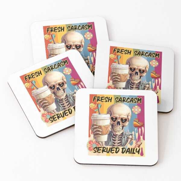 Item preview, Fresh Sarcasm Served Daily Funny Skeleton Coffee Lover T-Shirt designed and sold by gidget-gadget.