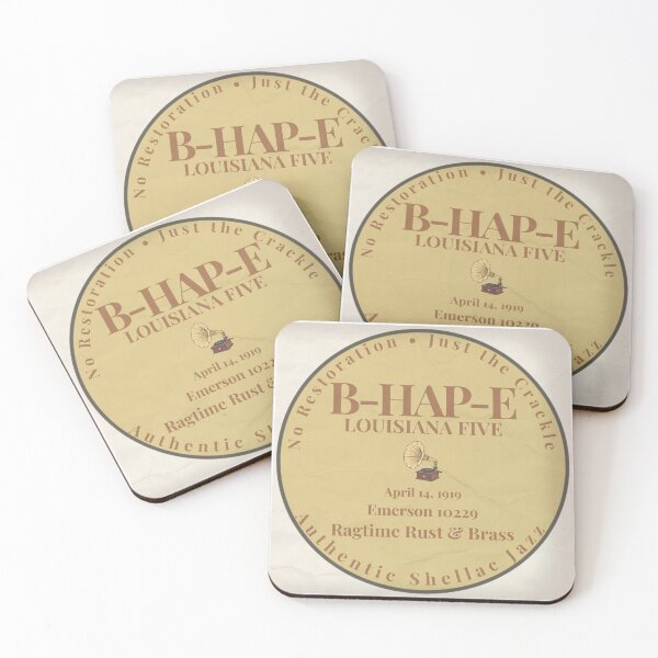 Item preview, B-HAP-E Louisiana Five 1919 Raw Shellac Jazz Coaster designed and sold by Ragtime Rust & Brass.