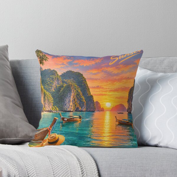Item preview, Atardecer en las islas Phi Phi – Mar de Andamán, Tailandia. Póster de viaje vintage. designed and sold by Spirit of Siam.