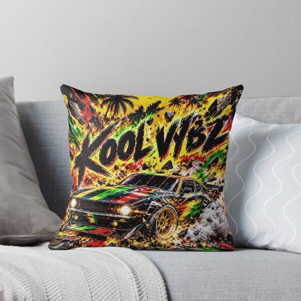 Item preview, KOOL VYBZ Rasta Muscle Car Tropical Sunset Explosion Graphic Art designed and sold by digitalbob60.