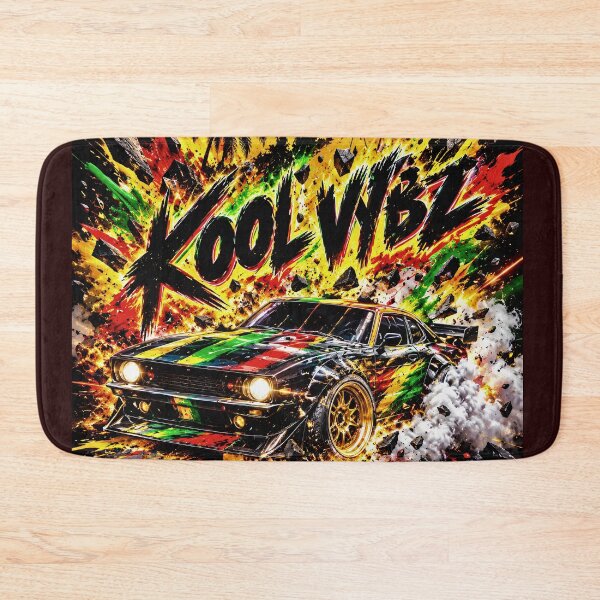 Item preview, KOOL VYBZ Rasta Muscle Car Tropical Sunset Explosion Graphic Art designed and sold by digitalbob60.