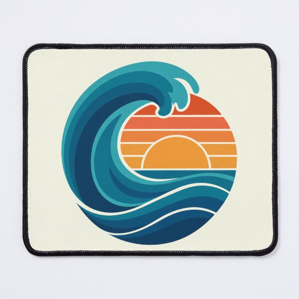 Item preview, Retro Curling Wave Sunset | Bold Ocean Wave Circle Art designed and sold by limos.