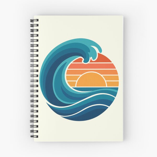Item preview, Retro Curling Wave Sunset | Bold Ocean Wave Circle Art designed and sold by limos.