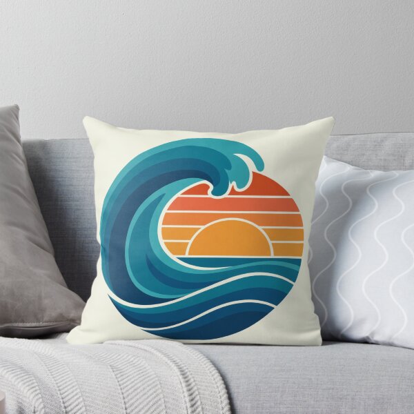 Item preview, Retro Curling Wave Sunset | Bold Ocean Wave Circle Art designed and sold by limos.