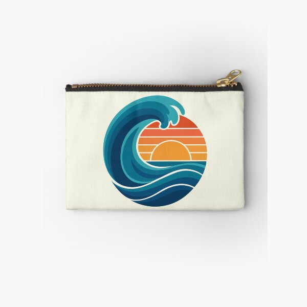 Item preview, Retro Curling Wave Sunset | Bold Ocean Wave Circle Art designed and sold by limos.