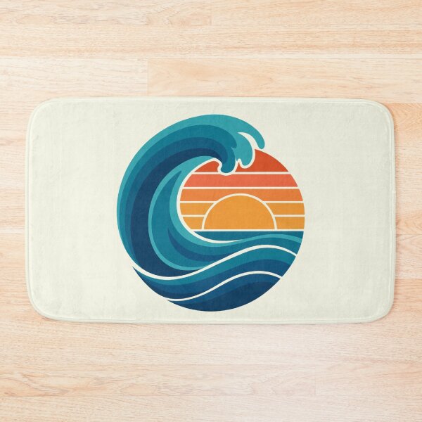 Item preview, Retro Curling Wave Sunset | Bold Ocean Wave Circle Art designed and sold by limos.