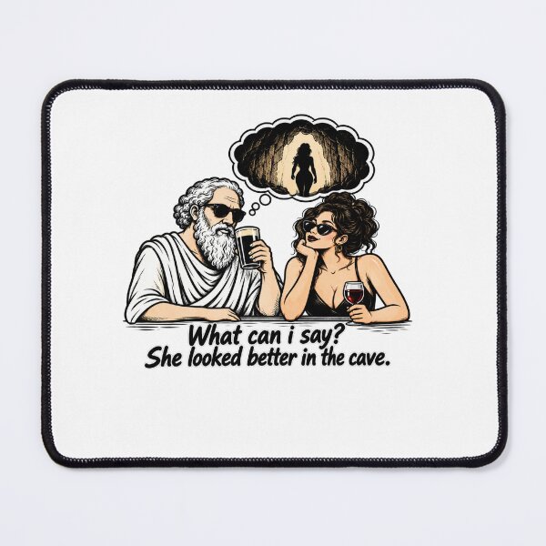 Item preview, Plato Cave Joke designed and sold by Cute & Funny Hand-Drawn Prints | Happy Doodle Friends Shop.