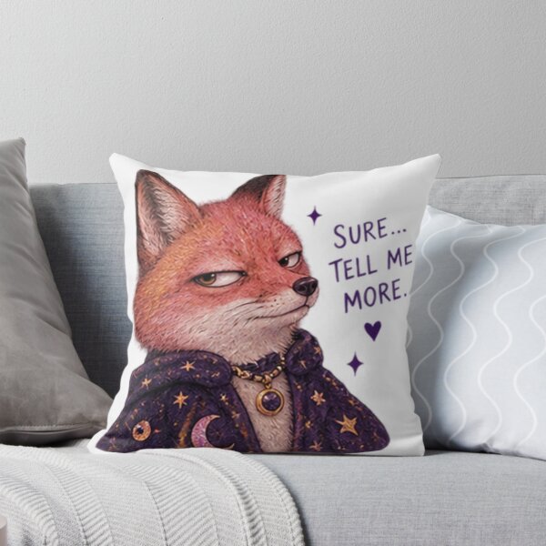 Item preview, Unimpressed Mystical Fox in Moon and Stars Cloak Saying “Sure, Tell Me More” – Witchy Humor designed and sold by CosmicCutouts.