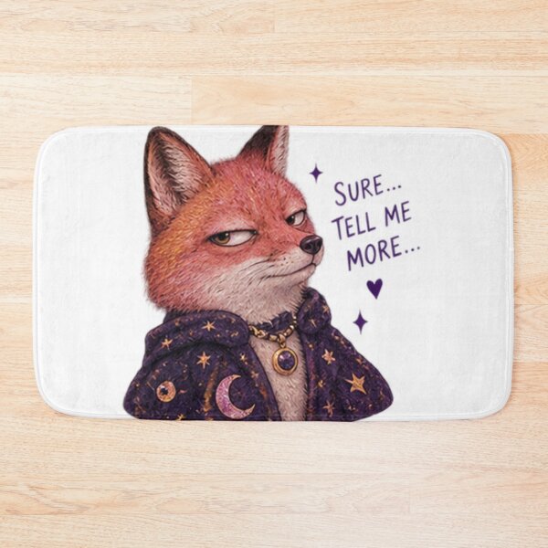 Item preview, Unimpressed Mystical Fox in Moon and Stars Cloak Saying “Sure, Tell Me More” – Witchy Humor designed and sold by CosmicCutouts.