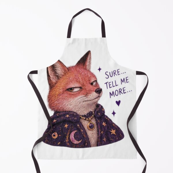 Item preview, Unimpressed Mystical Fox in Moon and Stars Cloak Saying “Sure, Tell Me More” – Witchy Humor designed and sold by CosmicCutouts.