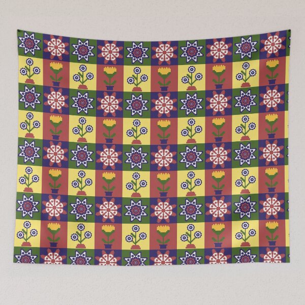Item preview, Colorful Floral Pixel Art Traditional Bohemian Pattern designed and sold by Tanapan2529.