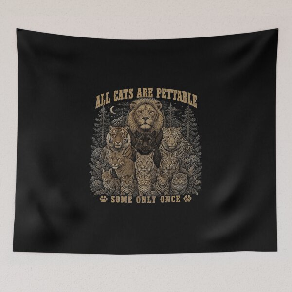 Item preview, All Cats Are Pettable Some Only Once Vintage Winter Big Cats Gift designed and sold by Zizo-DR44.