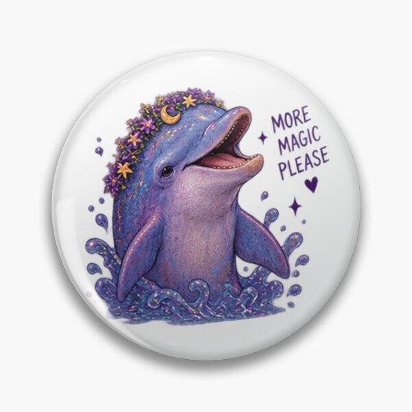 Item preview, Magical Dolphin with Flower Crown Saying “More Magic Please” designed and sold by CosmicCutouts.