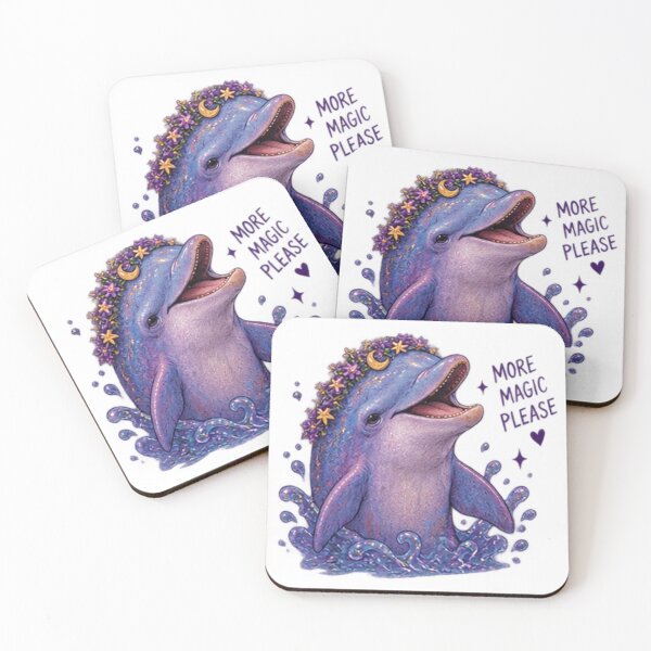 Item preview, Magical Dolphin with Flower Crown Saying “More Magic Please” designed and sold by CosmicCutouts.