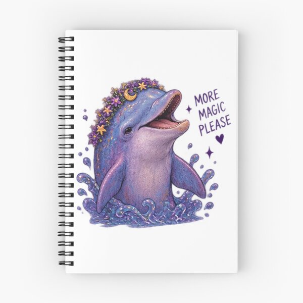 Item preview, Magical Dolphin with Flower Crown Saying “More Magic Please” designed and sold by CosmicCutouts.