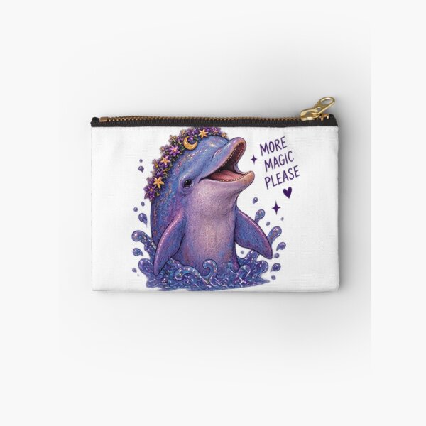 Item preview, Magical Dolphin with Flower Crown Saying “More Magic Please” designed and sold by CosmicCutouts.