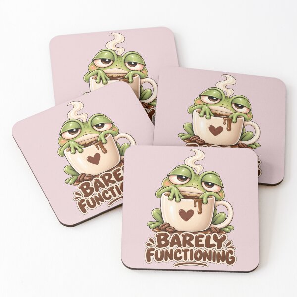 Item preview, Barely Functioning – Tired Frog with Coffee designed and sold by HO•Designs.