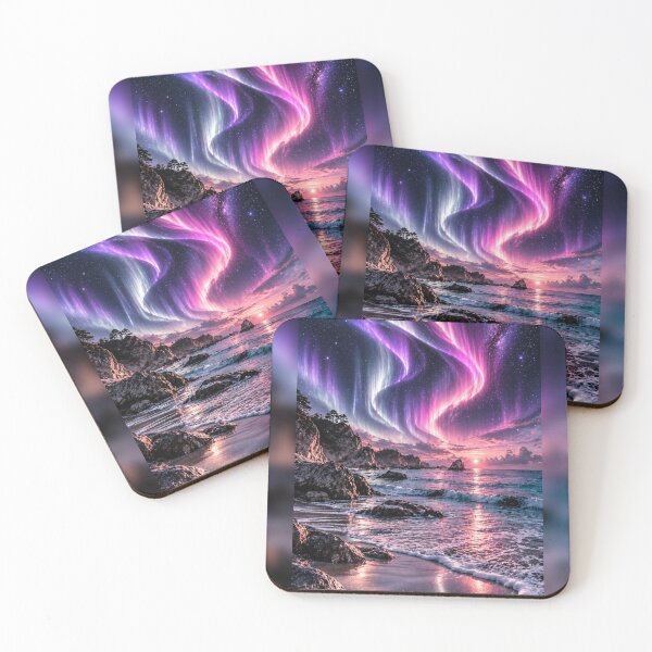 Item preview, Aurora Beach — Pink & Purple Northern Lights designed and sold by nininox.