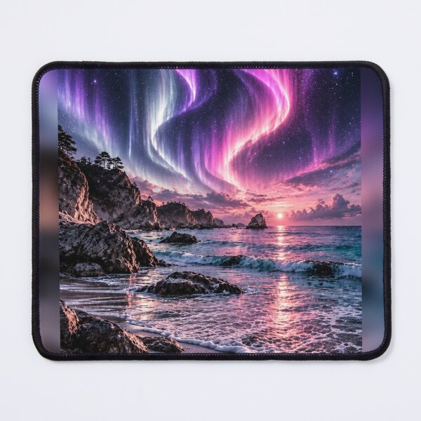 Item preview, Aurora Beach — Pink & Purple Northern Lights designed and sold by nininox.