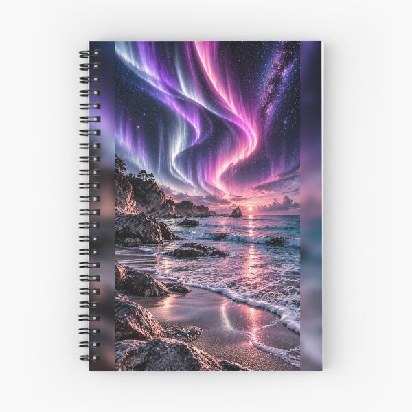 Item preview, Aurora Beach — Pink & Purple Northern Lights designed and sold by nininox.