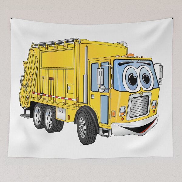 Item preview, Yellow Cartoon Garbage Truck Cartoon designed and sold by Scott Hayes.