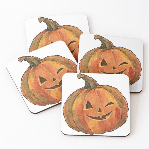 Item preview, Cute Shy Winking Halloween Pumpkin Watercolor Art designed and sold by Jessie's Palette.