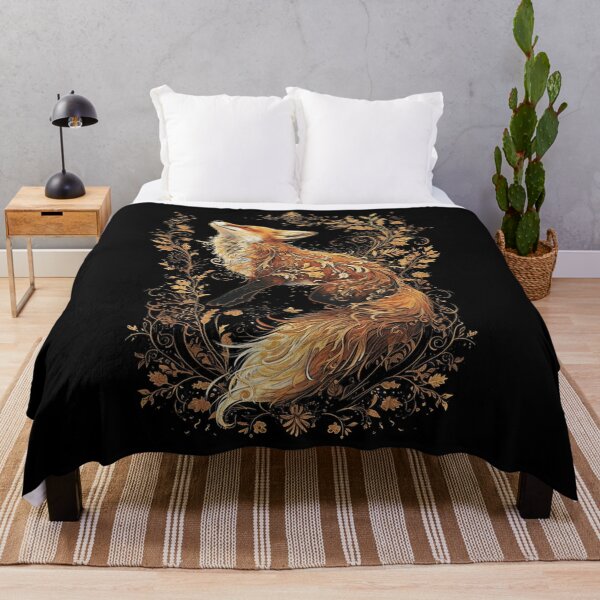 Item preview, Fox Silhouette Foxes with Flowers Cottagecore Aesthetic designed and sold by alice12S56.