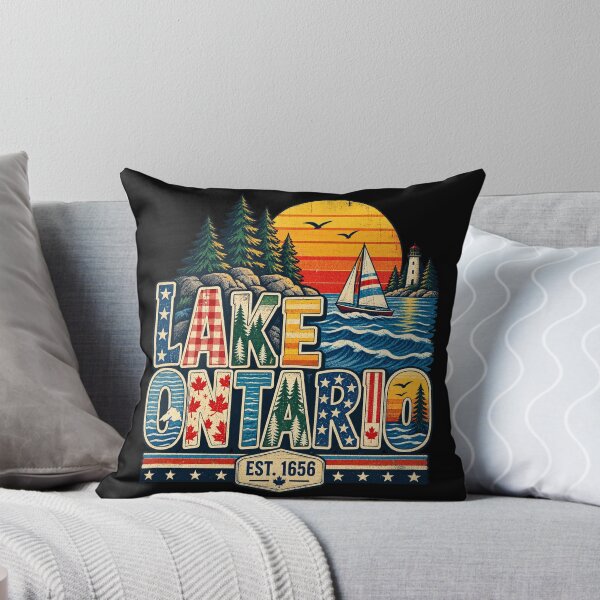 Item preview, Lake Ontario Vintage Coastal Lighthouse Sailboat Graphic designed and sold by Morbiusshop.