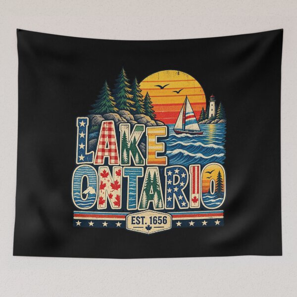 Item preview, Lake Ontario Vintage Coastal Lighthouse Sailboat Graphic designed and sold by Morbiusshop.