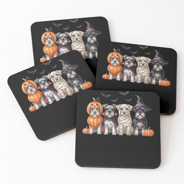 Item preview, Halloween Schnauzer Squad Pumpkin Vampire Mummy Witch Dog designed and sold by alice12S56.