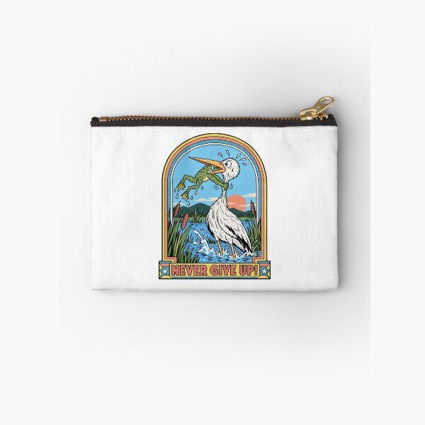 Item preview, Never Give Up Stork and Frog – Funny Retro Motivational Art designed and sold by Bossy Dogs Co..