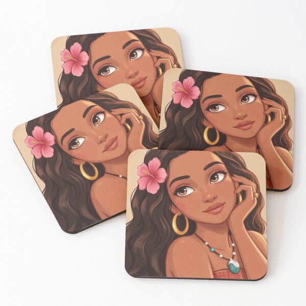 Item preview, Moana Tropical Princess Portrait With Hibiscus Flower designed and sold by JarekWinslow.