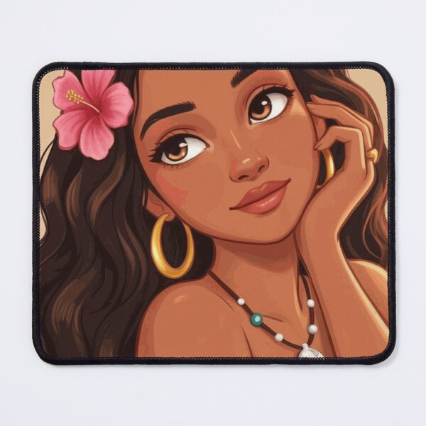 Item preview, Moana Tropical Princess Portrait With Hibiscus Flower designed and sold by JarekWinslow.