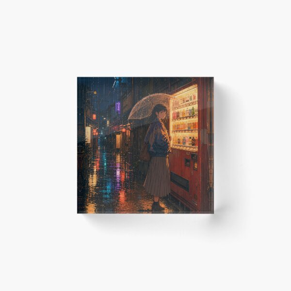 Item preview, Rainy Night Tokyo Vending Machine Anime Girl designed and sold by vekotpu.