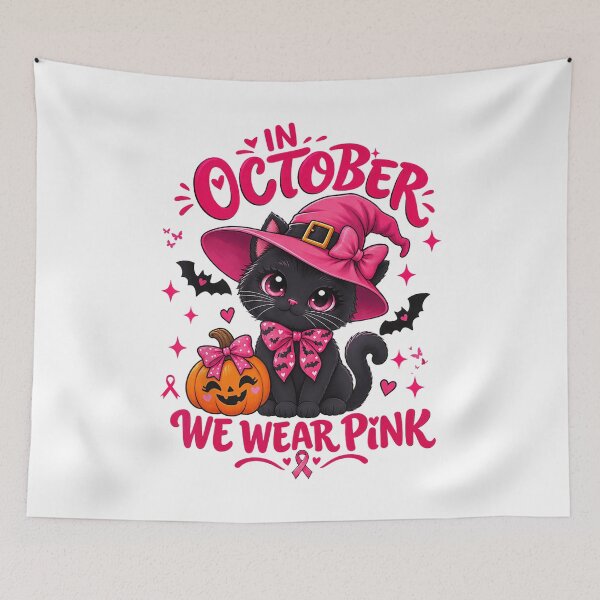 Item preview, In October We Wear Pink Black Cat designed and sold by NoeValdric.