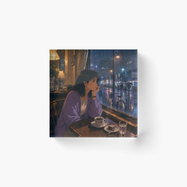 Item preview, Rainy Night Cafe Anime Girl Coffee designed and sold by vekotpu.