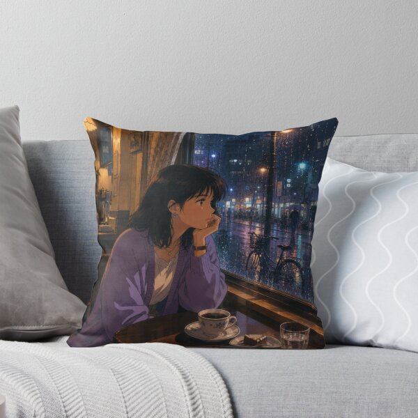 Aperçu de l'œuvre Café Rainy Night Cafe Anime Girl Coffee créée et vendue par vekotpu.