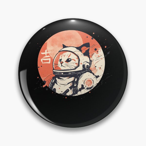 Item preview, Japanese Minimalist 1950s Retro Space Cat Good Luck Kanji designed and sold by alice12S56.