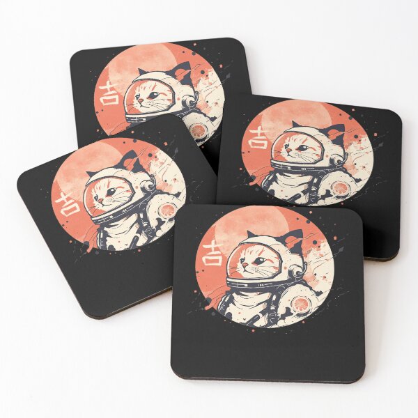 Item preview, Japanese Minimalist 1950s Retro Space Cat Good Luck Kanji designed and sold by alice12S56.