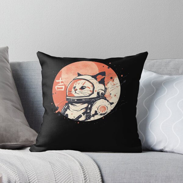 Item preview, Japanese Minimalist 1950s Retro Space Cat Good Luck Kanji designed and sold by alice12S56.