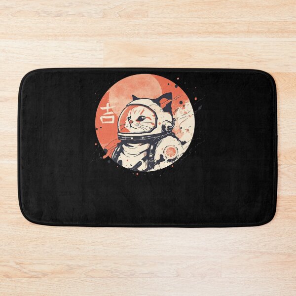 Item preview, Japanese Minimalist 1950s Retro Space Cat Good Luck Kanji designed and sold by alice12S56.