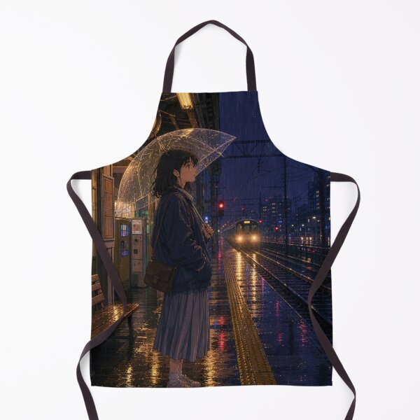 Item preview, Rainy Night Train Station Anime Girl designed and sold by vekotpu.